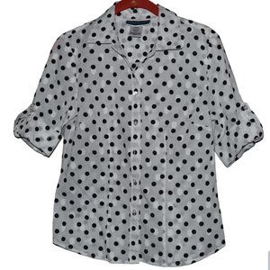 KAREN SCOTT Black and White Polka Dots Blouse Top Shirt. Size SP